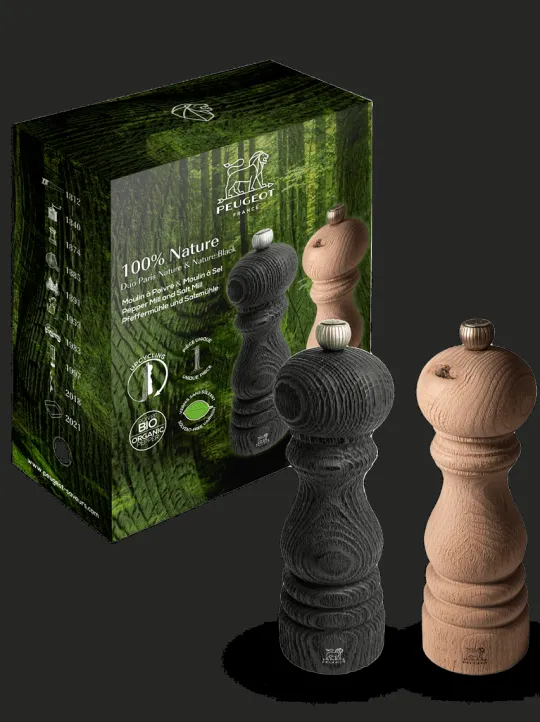 Discount 100% nature Manual upcycled wooden salt and pepper mill bundle, 18cm Salt|Salt & Pepper Mill Sets