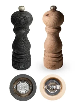 Discount 100% nature Manual upcycled wooden salt and pepper mill bundle, 18cm Salt|Salt & Pepper Mill Sets