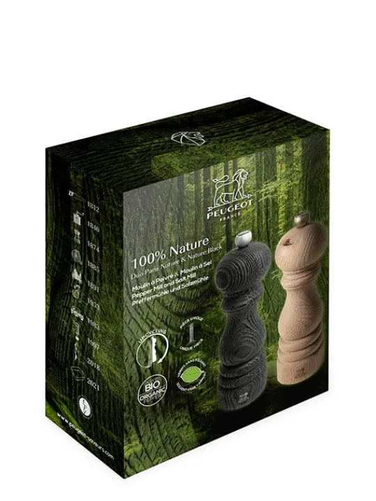 Discount 100% nature Manual upcycled wooden salt and pepper mill bundle, 18cm Salt|Salt & Pepper Mill Sets