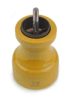 New Bistro Manual wooden pepper mill in saffron gloss, 10cm For Under £50|Pepper