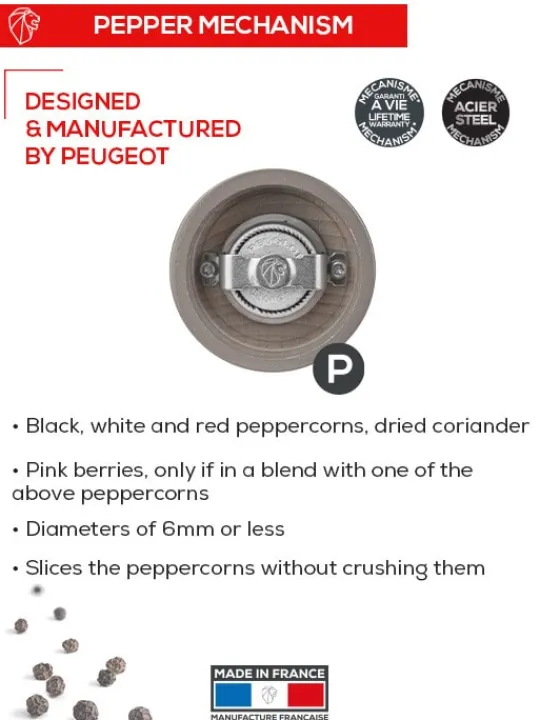 Store Bistro Manual wooden pepper mill in taupe grey gloss, 10cm For Under £50|Pepper