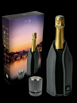 Cheap Bubbles Gift box – frizz cooling sleeve grey finish and line carbon champagne stopper For The Bar Tender|Wine And Champagne Accessories