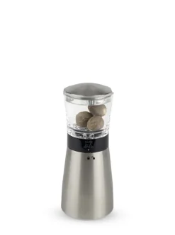 Shop Daman Manual nutmeg mill in stainless steel and acrylic with magnetic cover 15cm For The Foodie|Speciality Spice Mills