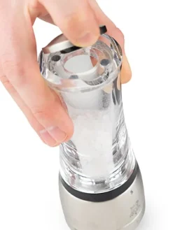 Clearance Daman U'select manual salt mill in acrylic & stainless steel, 16cm Salt|Salt Mills