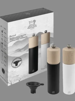 Discount Duo boreal Duo of 21 cm manual salt and pepper mills with a silicone funnel as a gift box Pepper|Pepper Mills
