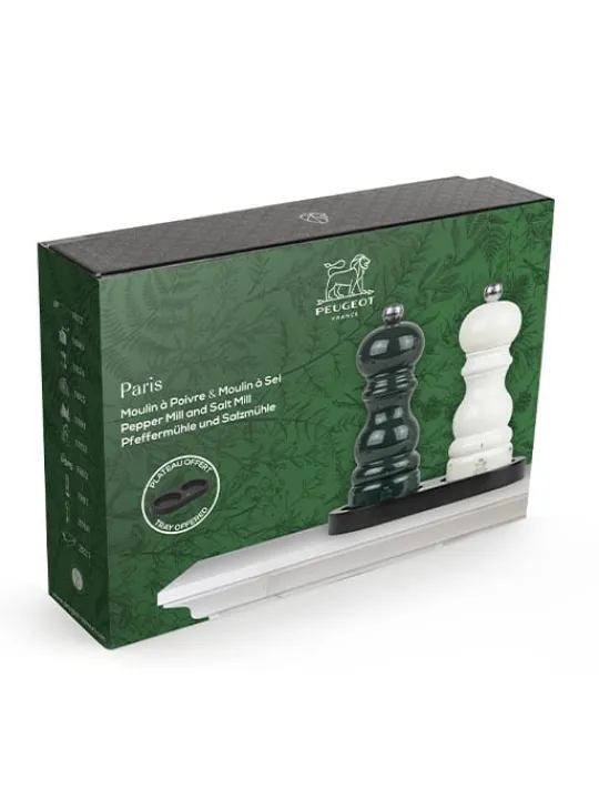 Hot Duo paris Set of paris u'select 15 cm salt and pepper mills with black tray as a gift box Salt|Salt & Pepper Mill Sets