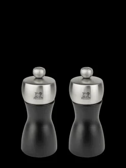 Sale Fidji Duo of salt and pepper mills in wood and stainless steel, , 12 cm Salt|Salt Mills