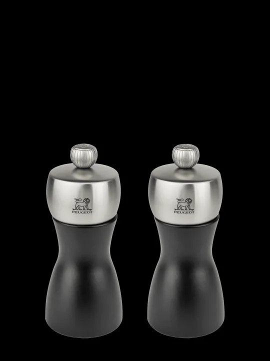 Sale Fidji Duo of salt and pepper mills in wood and stainless steel, , 12 cm Salt|Salt Mills