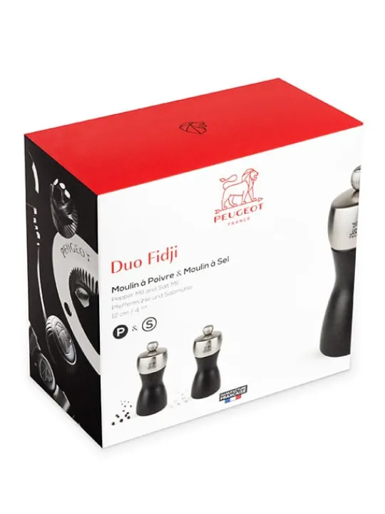 Sale Fidji Duo of salt and pepper mills in wood and stainless steel, , 12 cm Salt|Salt Mills
