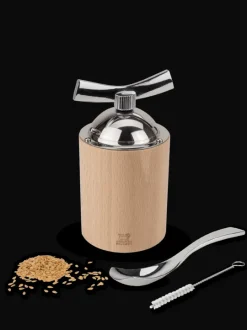 Fashion Isen Manual flaxseed mill in wood and stainless steel, 13cm For The Foodie|Speciality Spice Mills