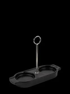 Discount Linéa Ceramic tray for two mills, in satin black color Trays|Spice Mill Accessories