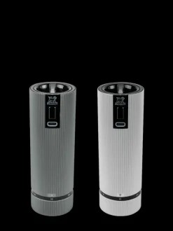 Flash Sale Line electric Set of u’select rechargeable electric salt and pepper mills, li-ion battery, carbon and aluminum, 15 cm - 6in For The Host With The Most|For The Foodie