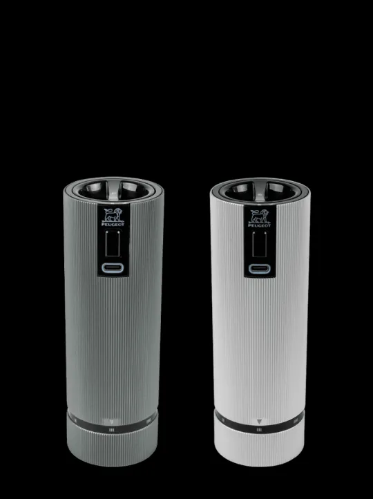 Flash Sale Line electric Set of u’select rechargeable electric salt and pepper mills, li-ion battery, carbon and aluminum, 15 cm - 6in For The Host With The Most|For The Foodie