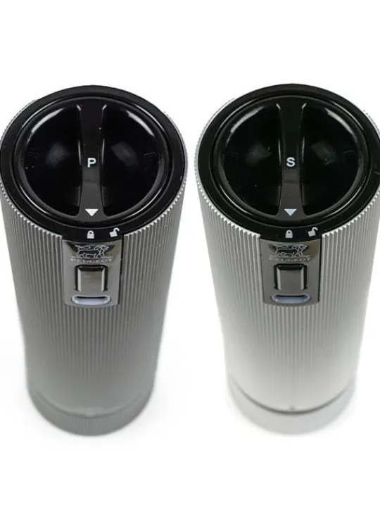 Flash Sale Line electric Set of u’select rechargeable electric salt and pepper mills, li-ion battery, carbon and aluminum, 15 cm - 6in For The Host With The Most|For The Foodie