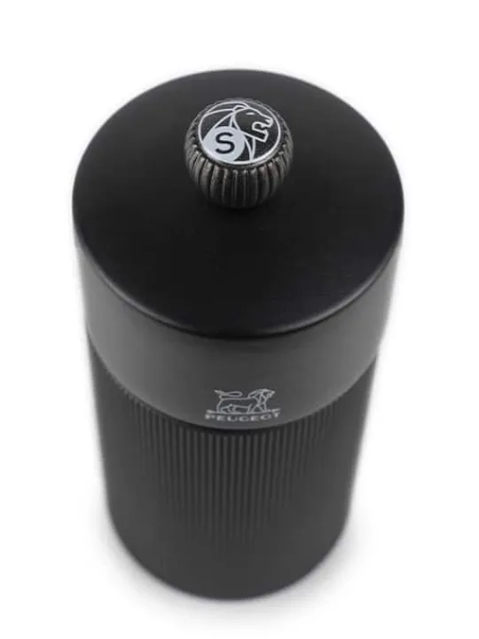 Online Line Manual aluminium and wooden salt mill, matt black, 12cm Salt|Salt Mills