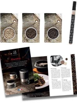 Hot Maestro Maestro gift box including u'select pepper mill in grey, 3 premium peppers, 3 interchangeable glass jars & marker pen For The Foodie|For The Host With The Most