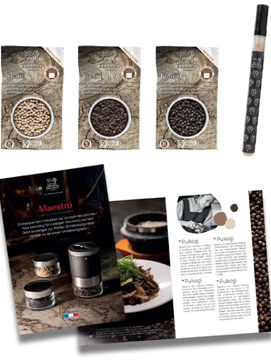 Cheap Maestro Maestro gift box including u'select pepper mill in matt black, 3 premium peppers, 3 interchangeable glass jars & marker pen Pepper|Pepper Mills