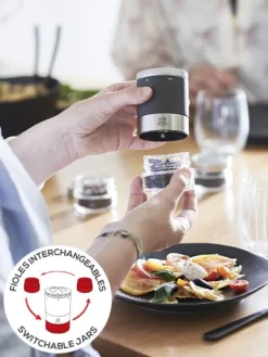 Hot Maestro Pepper bar - u'select pepper mill, 3 premium peppers, 3 interchangeable glass jars, rock grey Pepper|Pepper Mills