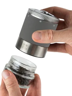 Hot Maestro Pepper bar - u'select pepper mill, 3 premium peppers, 3 interchangeable glass jars, rock grey Pepper|Pepper Mills