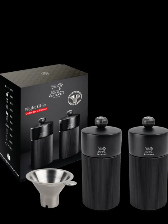 Cheap Night chic Gift set – line manual pepper and salt mills, matte black with stainless steel funnel, 12 cm Salt|Salt & Pepper Mill Sets