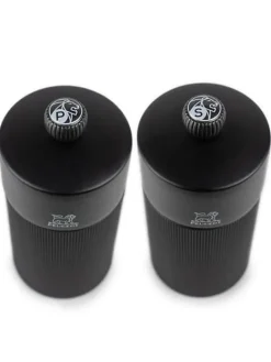 Cheap Night chic Gift set – line manual pepper and salt mills, matte black with stainless steel funnel, 12 cm Salt|Salt & Pepper Mill Sets