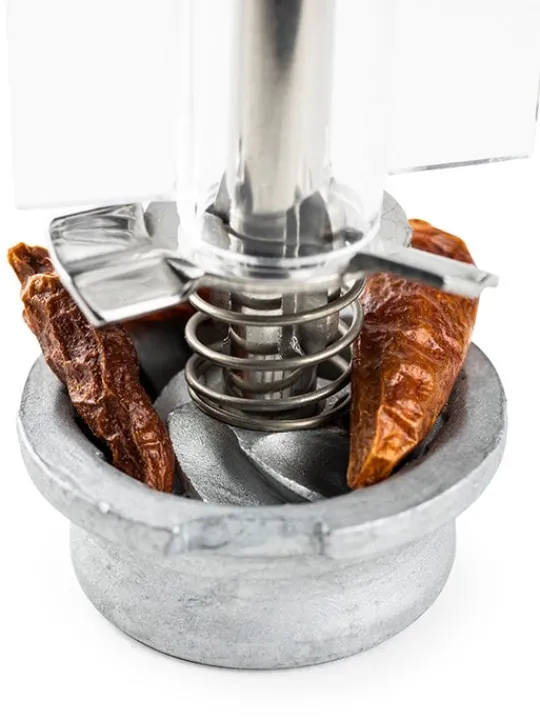 Clearance Oléron Manual chilli grinder in beech wood and acrylic, 14cm Speciality Spice Mills