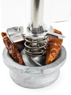 Sale Oléron Manual chilli grinder in matt wood and acrylic, 14cm Speciality Spice Mills