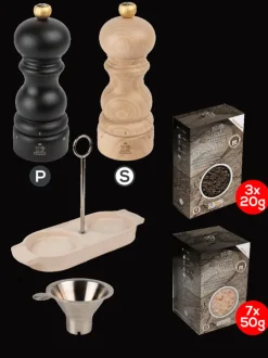 Clearance Pack parisrama u'select and natural 6in Duo of u'select wooden pepper and salt mills with stainless steel funnel For The Host With The Most|For The Foodie