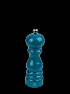 Clearance Paris Manual wooden pepper mill in pacific blue gloss, 18cm Pepper|Pepper Mills