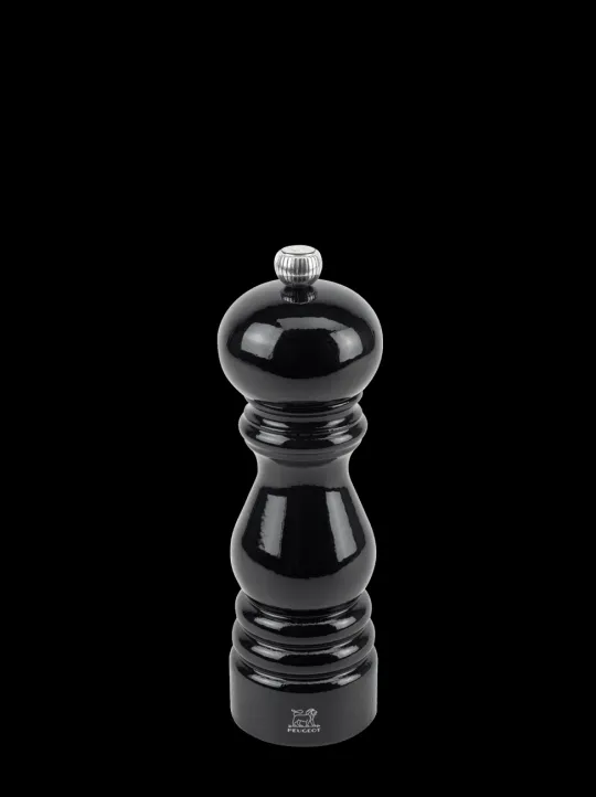 Sale Paris Manual wooden pepper mill with a black lacquered finish, 18cm Pepper|Pepper Mills
