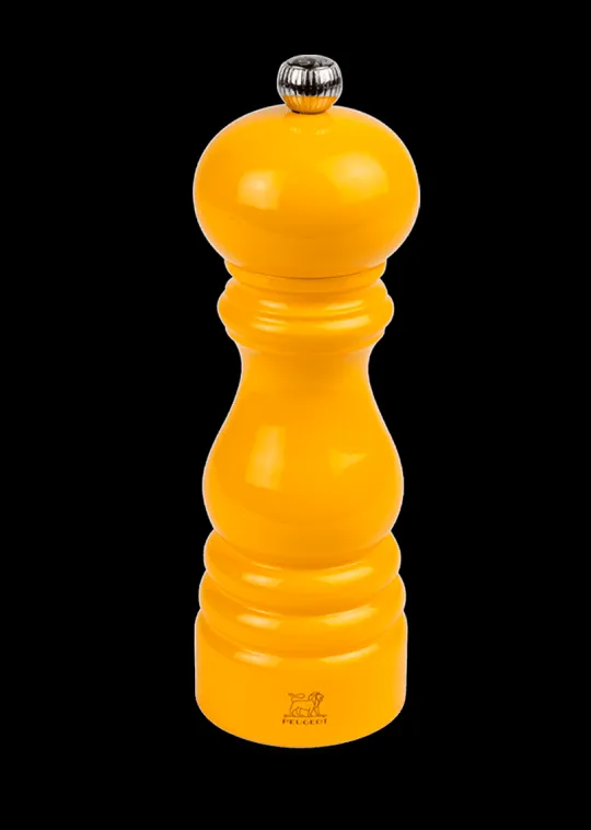 Fashion Paris Manual wooden salt mill in saffron gloss, 18cm Salt|Salt Mills