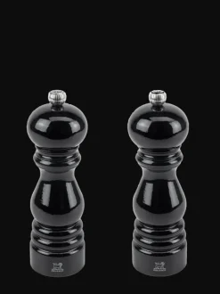 New Paris wooden salt and pepper mill set in black gloss, 18cm Salt|Salt & Pepper Mill Sets