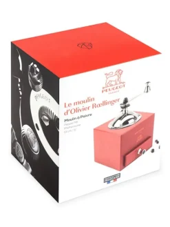 Store Roellinger Moulin à poivre manuel en bois couleur rouge piment 13 cm Pepper|Pepper Mills