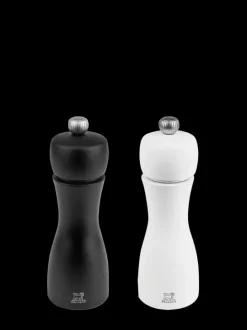 Store Tahiti Set of manual beech wood salt and pepper mills in black and white, 15cm Salt|Salt & Pepper Mill Sets