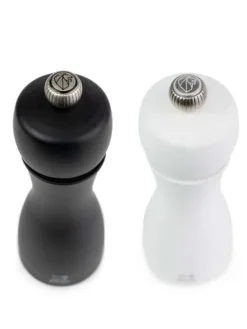 Store Tahiti Set of manual beech wood salt and pepper mills in black and white, 15cm Salt|Salt & Pepper Mill Sets