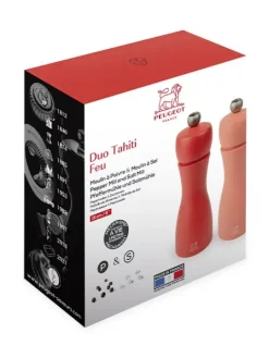 New Tahiti Set of manual beech wood salt and pepper mills in brick red & flame red, 15cm For The Host With The Most|For The Foodie