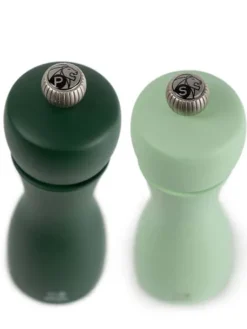 Discount Tahiti Set of manual beech wood salt and pepper mills in moss green & mint green, 15cm For The Host With The Most|For The Foodie